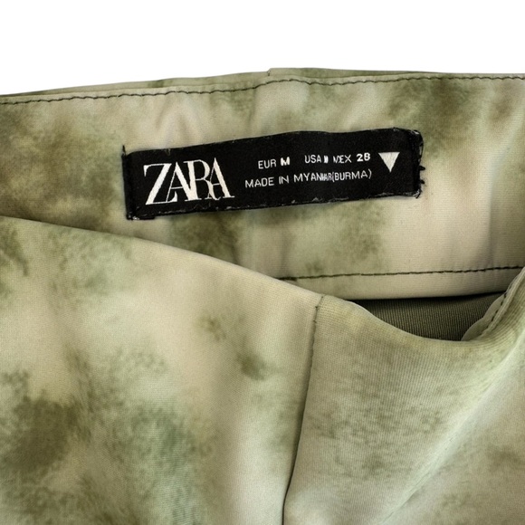 Zara Tie Dye High Waisted Kick Flare Split Leggings - Green - Size Medium - Picture 3 of 8